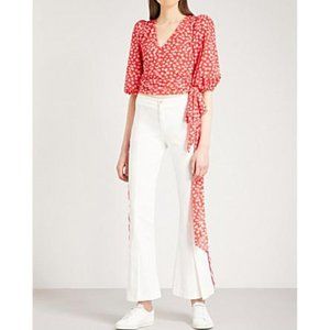 Ganni Tilden Mesh Wrap Top Red